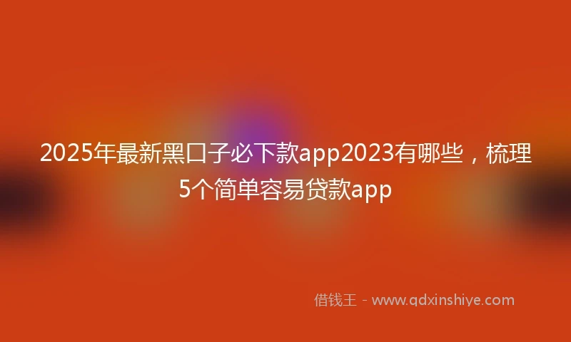 2025年最新黑口子必下款app2023有哪些，梳理5个简单容易贷款app