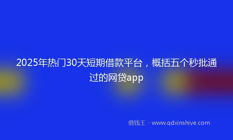 2025年热门30天短期借款平台，概括五个秒批通过的网贷app