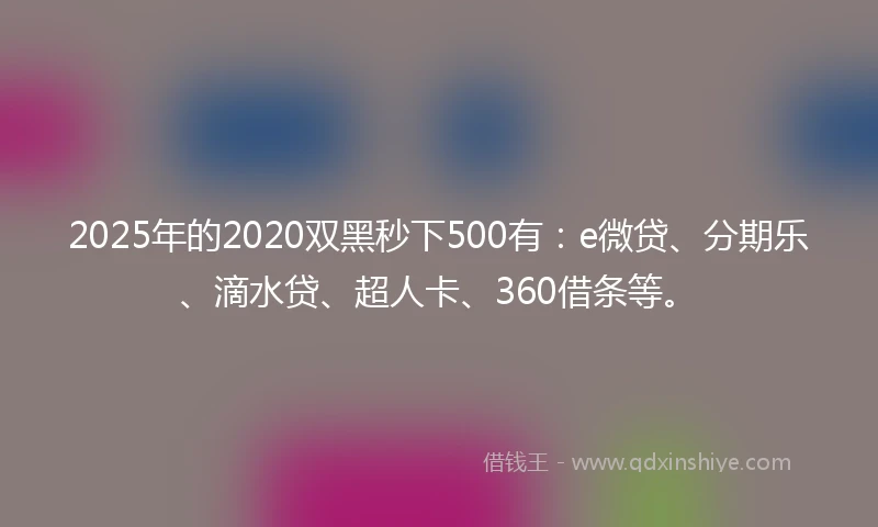 2025年的2020双黑秒下500有：e微贷、分期乐、滴水贷、超人卡、360借条等。