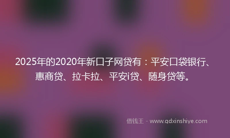 2025年的2020年新口子网贷有：平安口袋银行、惠商贷、拉卡拉、平安i贷、随身贷等。
