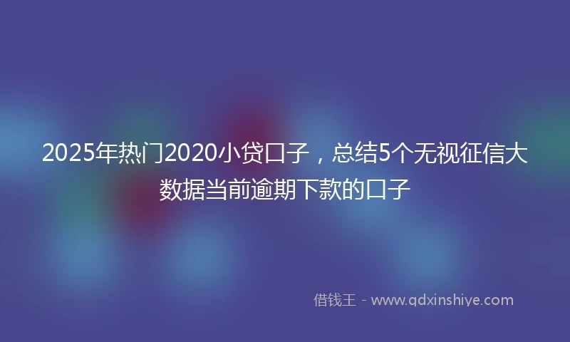 2025年热门2020小贷口子，总结5个无视征信大数据当前逾期下款的口子