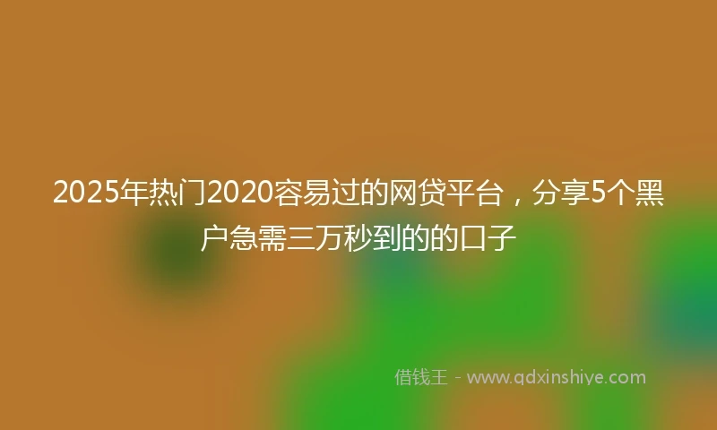 2025年热门2020容易过的网贷平台，分享5个黑户急需三万秒到的的口子