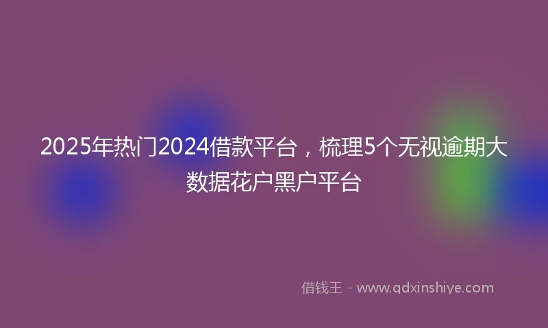 2025年热门2024借款平台，梳理5个无视逾期大数据花户黑户平台