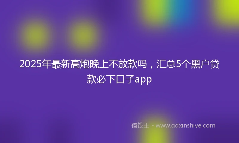 2025年最新高炮晚上不放款吗，汇总5个黑户贷款必下口子app