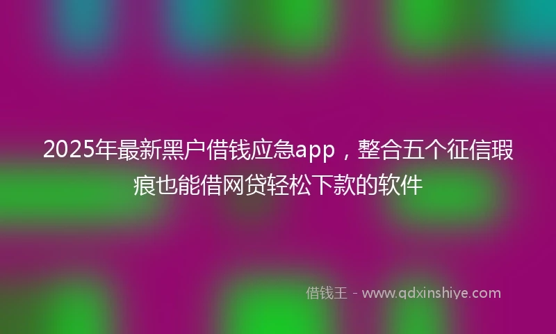 2025年最新黑户借钱应急app，整合五个征信瑕疵也能借网贷轻松下款的软件