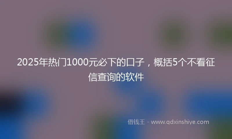 2025年热门1000元必下的口子，概括5个不看征信查询的软件