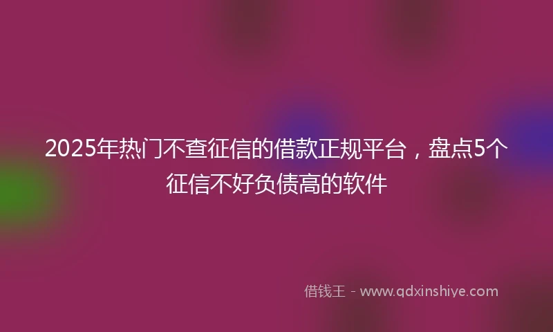 2025年热门不查征信的借款正规平台，盘点5个征信不好负债高的软件