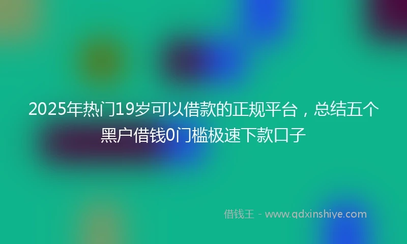 2025年热门19岁可以借款的正规平台，总结五个黑户借钱0门槛极速下款口子