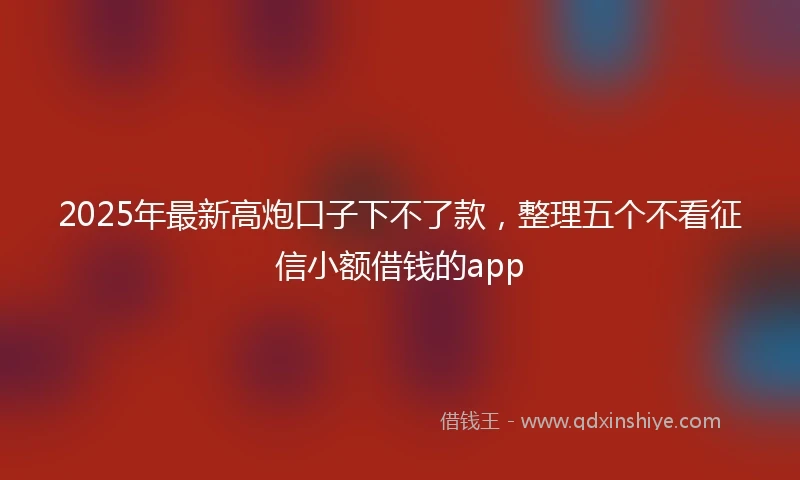 2025年最新高炮口子下不了款，整理五个不看征信小额借钱的app