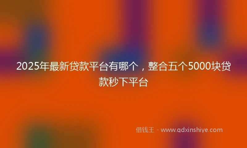 2025年最新贷款平台有哪个，整合五个5000块贷款秒下平台