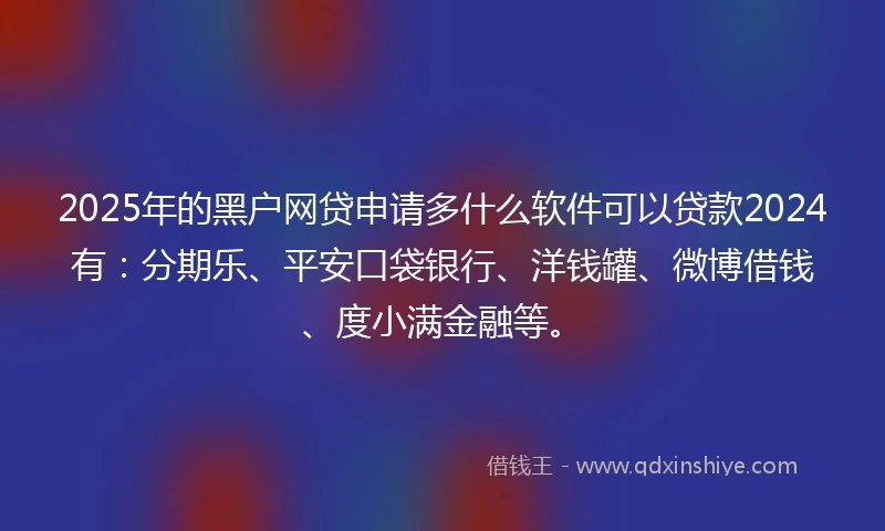 2025年的黑户网贷申请多什么软件可以贷款2024有：分期乐、平安口袋银行、洋钱罐、微博借钱、度小满金融等。