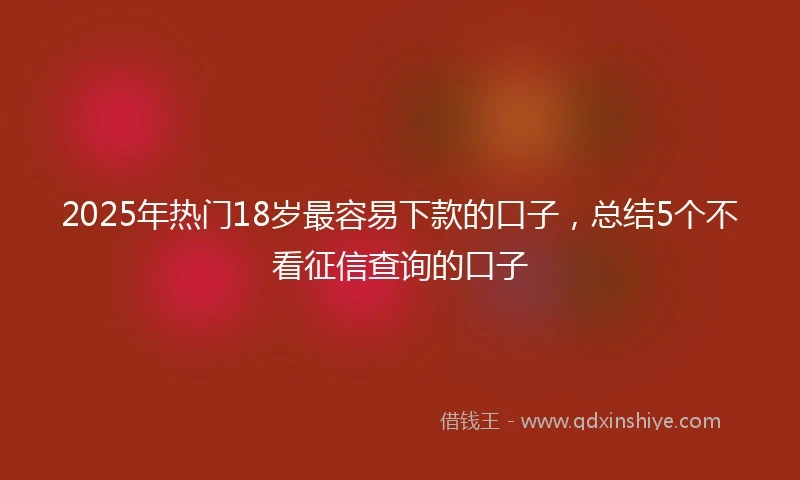2025年热门18岁最容易下款的口子，总结5个不看征信查询的口子