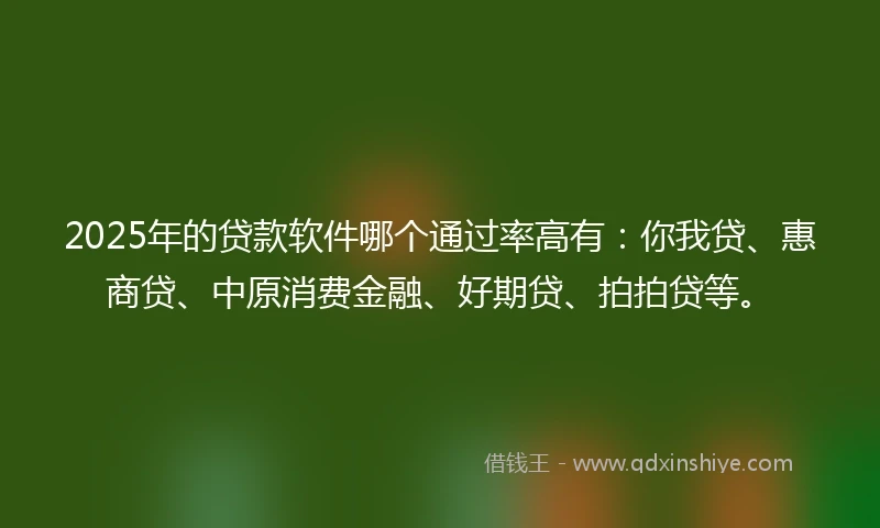 2025年的贷款软件哪个通过率高有：你我贷、惠商贷、中原消费金融、好期贷、拍拍贷等。