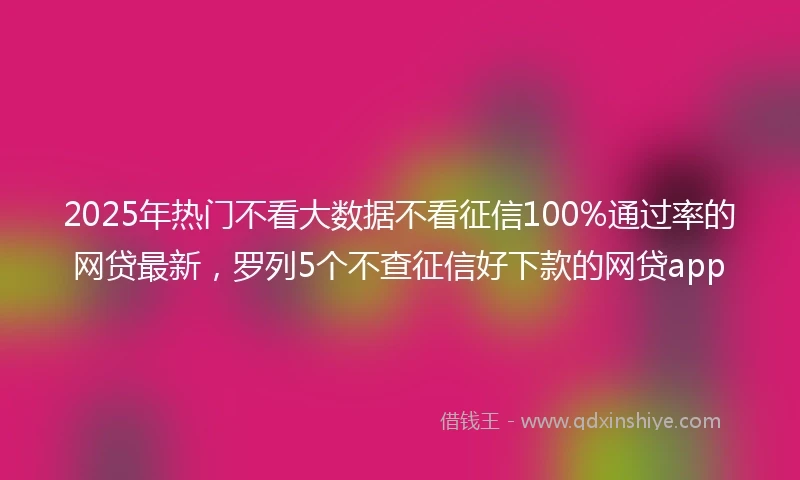2025年热门不看大数据不看征信100%通过率的网贷最新，罗列5个不查征信好下款的网贷app