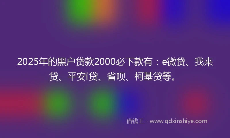 2025年的黑户贷款2000必下款有：e微贷、我来贷、平安i贷、省呗、柯基贷等。
