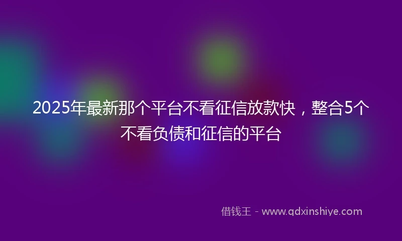 2025年最新那个平台不看征信放款快，整合5个不看负债和征信的平台