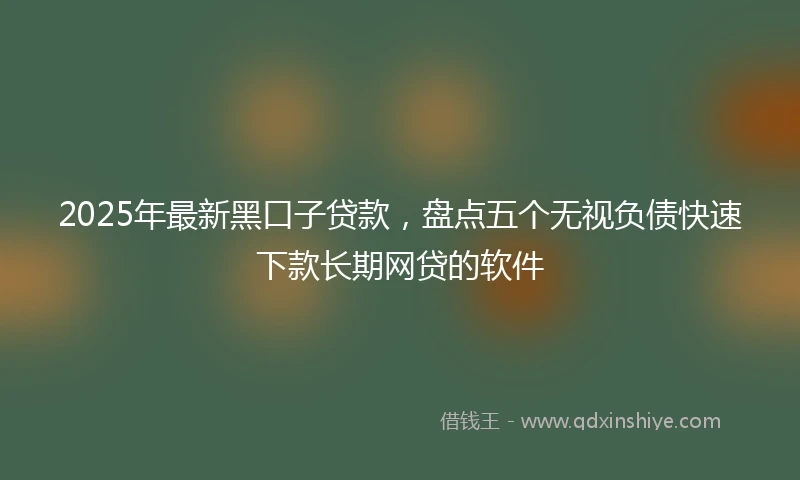 2025年最新黑口子贷款，盘点五个无视负债快速下款长期网贷的软件