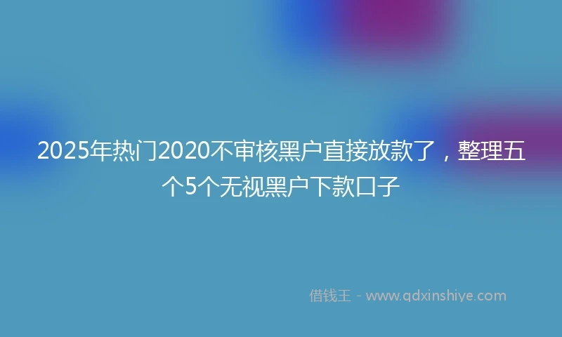 2025年热门2020不审核黑户直接放款了，整理五个5个无视黑户下款口子
