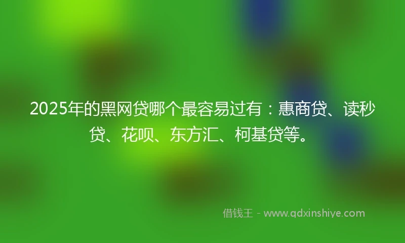 2025年的黑网贷哪个最容易过有：惠商贷、读秒贷、花呗、东方汇、柯基贷等。