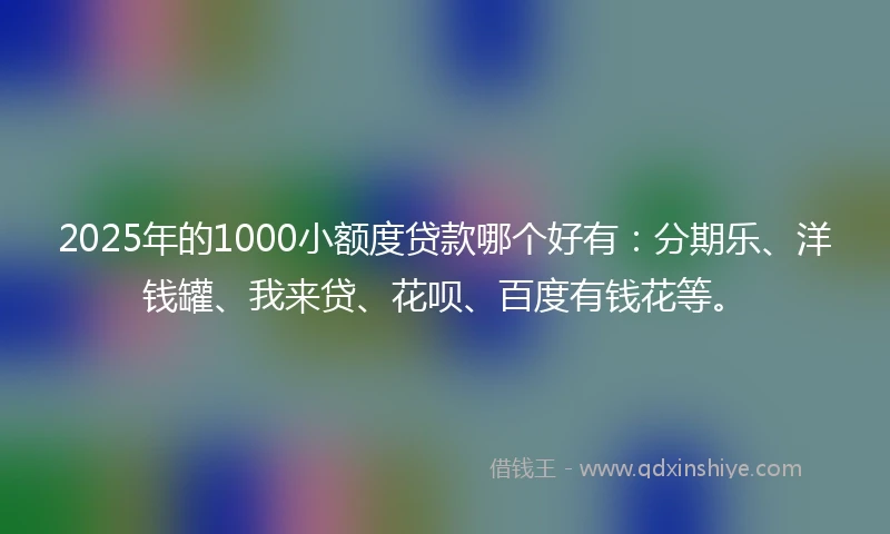 2025年的1000小额度贷款哪个好有：分期乐、洋钱罐、我来贷、花呗、百度有钱花等。