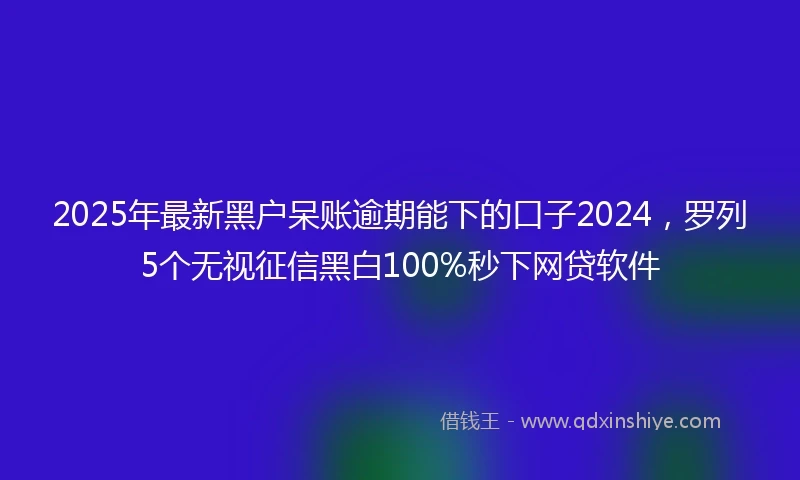 2025年最新黑户呆账逾期能下的口子2024，罗列5个无视征信黑白100%秒下网贷软件