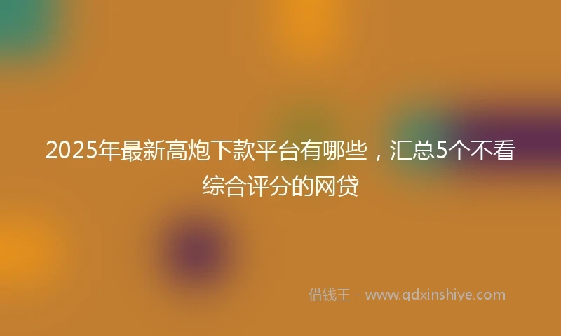 2025年最新高炮下款平台有哪些，汇总5个不看综合评分的网贷