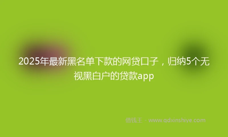 2025年最新黑名单下款的网贷口子，归纳5个无视黑白户的贷款app