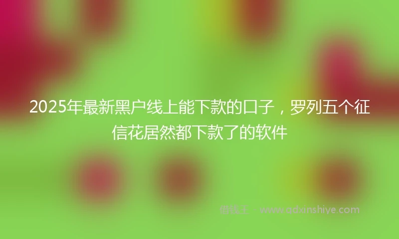 2025年最新黑户线上能下款的口子，罗列五个征信花居然都下款了的软件