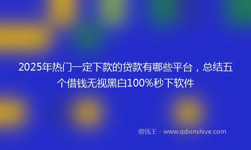 2025年热门一定下款的贷款有哪些平台，总结五个借钱无视黑白100%秒下软件