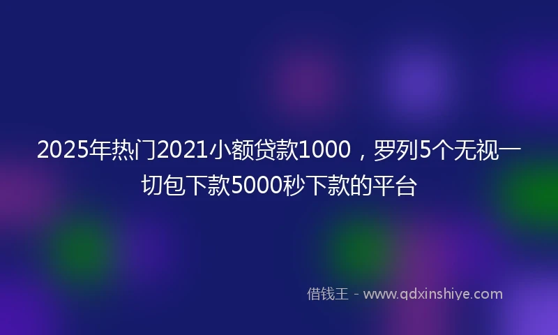 2025年热门2021小额贷款1000，罗列5个无视一切包下款5000秒下款的平台