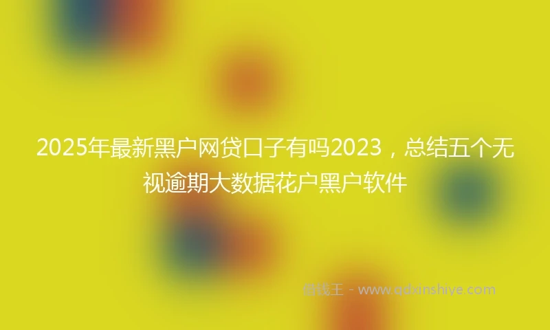 2025年最新黑户网贷口子有吗2023，总结五个无视逾期大数据花户黑户软件