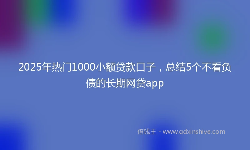2025年热门1000小额贷款口子，总结5个不看负债的长期网贷app