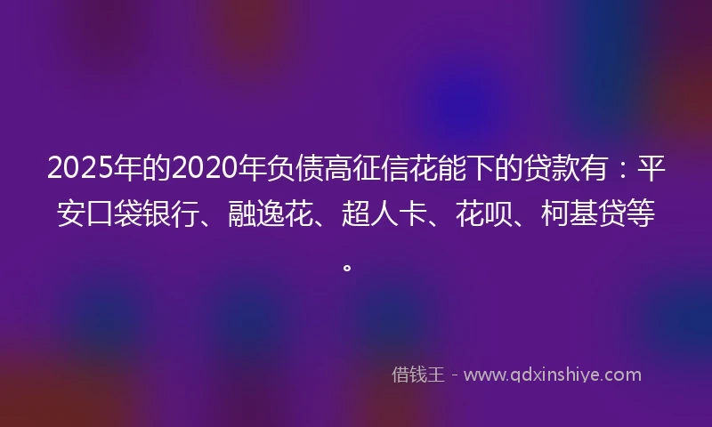 2025年的2020年负债高征信花能下的贷款有：平安口袋银行、融逸花、超人卡、花呗、柯基贷等。