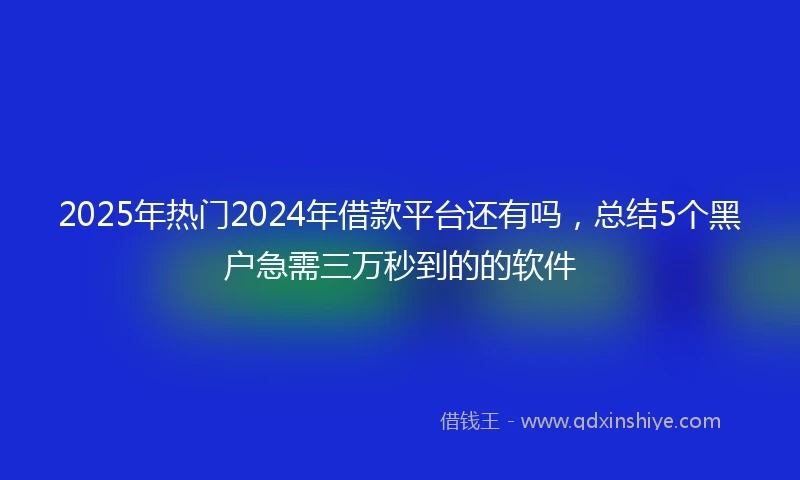 2025年热门2024年借款平台还有吗，总结5个黑户急需三万秒到的的软件