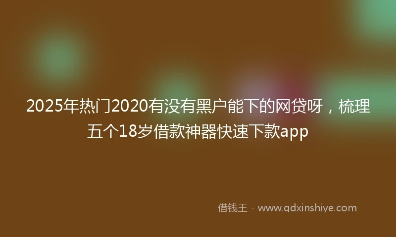 2025年热门2020有没有黑户能下的网贷呀，梳理五个18岁借款神器快速下款app