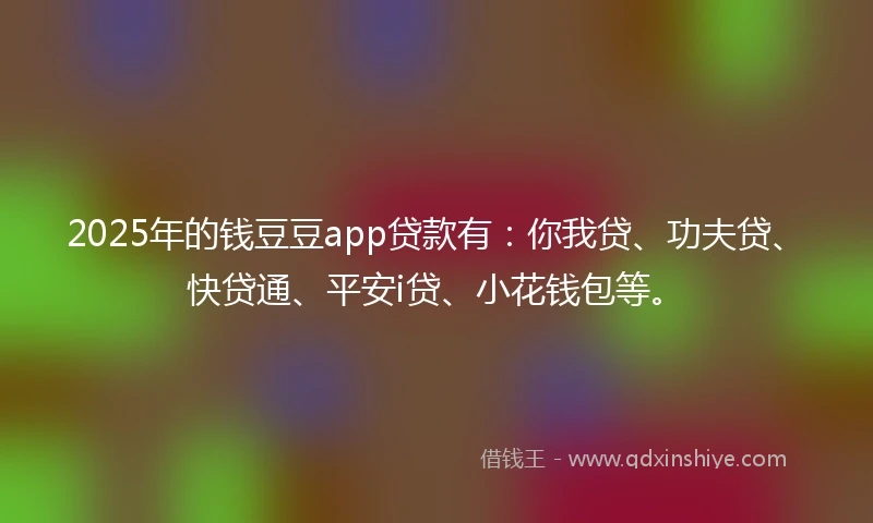 2025年的钱豆豆app贷款有：你我贷、功夫贷、快贷通、平安i贷、小花钱包等。