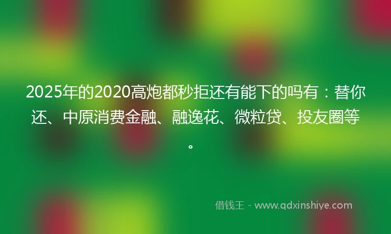 2025年的2020高炮都秒拒还有能下的吗有：替你还、中原消费金融、融逸花、微粒贷、投友圈等。