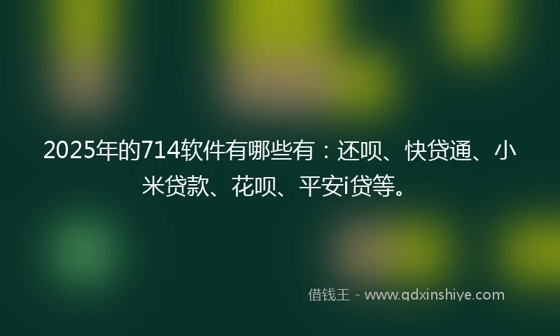 2025年的714软件有哪些有：还呗、快贷通、小米贷款、花呗、平安i贷等。