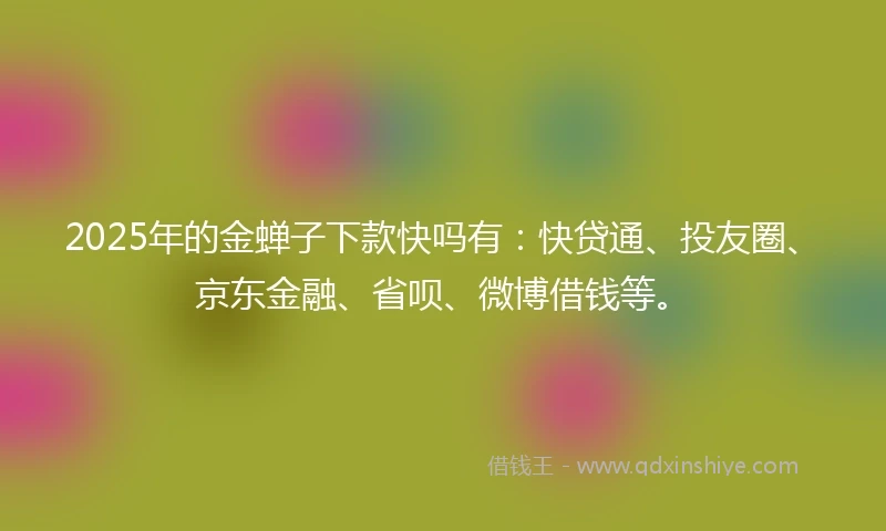 2025年的金蝉子下款快吗有：快贷通、投友圈、京东金融、省呗、微博借钱等。