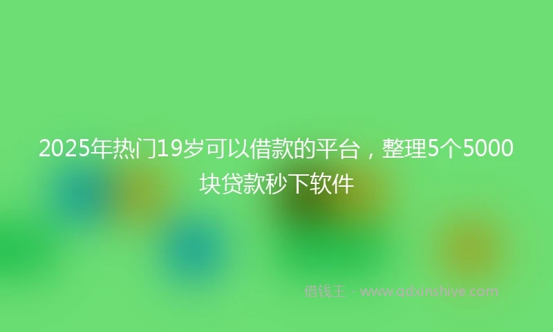 2025年热门19岁可以借款的平台，整理5个5000块贷款秒下软件