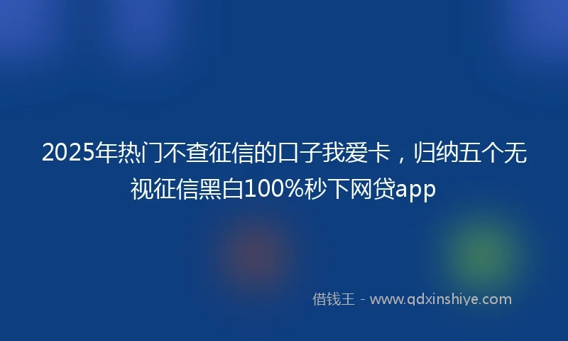 2025年热门不查征信的口子我爱卡，归纳五个无视征信黑白100%秒下网贷app