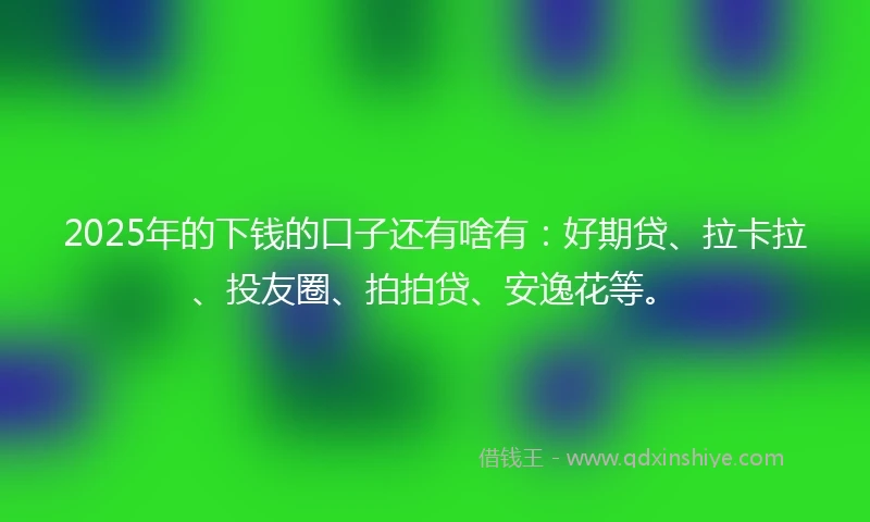 2025年的下钱的口子还有啥有：好期贷、拉卡拉、投友圈、拍拍贷、安逸花等。
