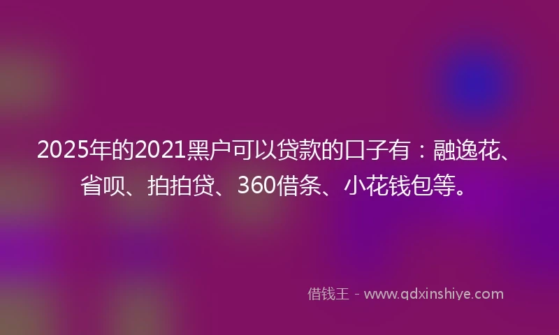 2025年的2021黑户可以贷款的口子有：融逸花、省呗、拍拍贷、360借条、小花钱包等。