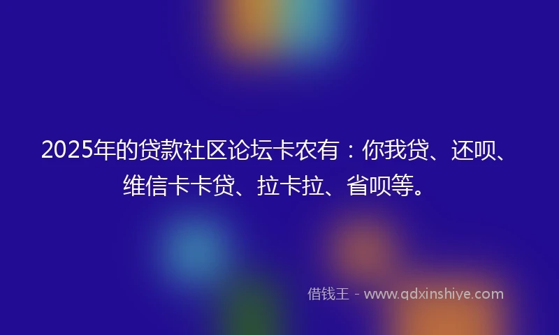 2025年的贷款社区论坛卡农有：你我贷、还呗、维信卡卡贷、拉卡拉、省呗等。