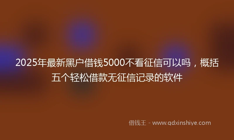 2025年最新黑户借钱5000不看征信可以吗，概括五个轻松借款无征信记录的软件