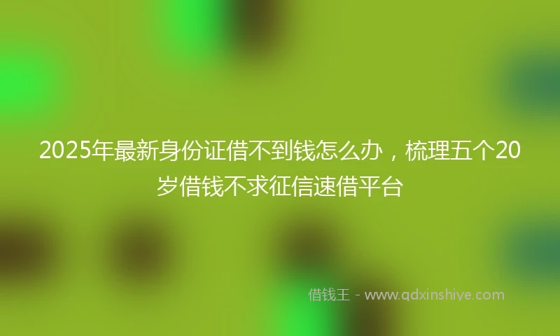 2025年最新身份证借不到钱怎么办，梳理五个20岁借钱不求征信速借平台