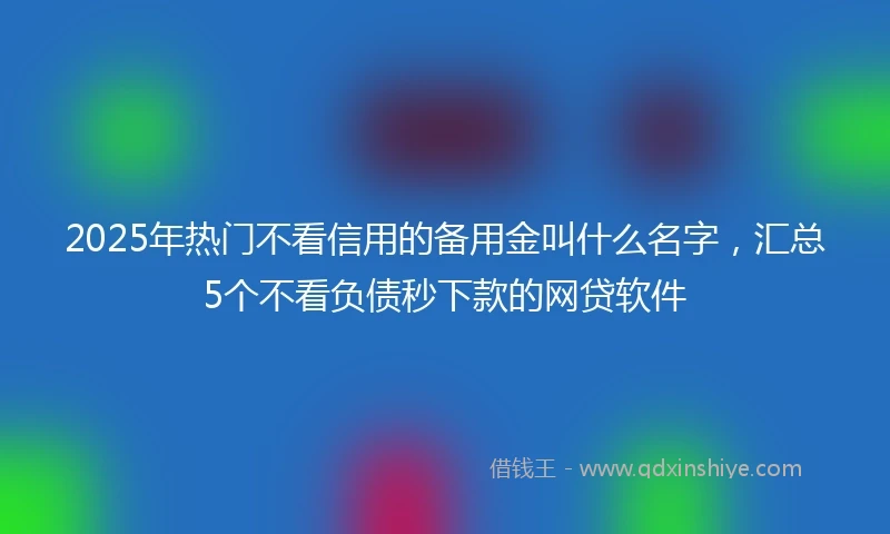 2025年热门不看信用的备用金叫什么名字，汇总5个不看负债秒下款的网贷软件