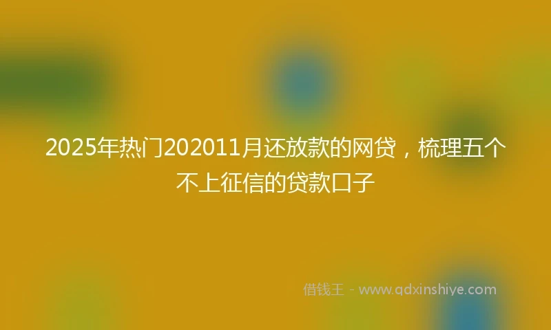 2025年热门202011月还放款的网贷，梳理五个不上征信的贷款口子