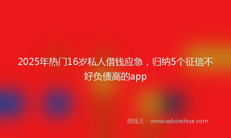 2025年热门16岁私人借钱应急，归纳5个征信不好负债高的app