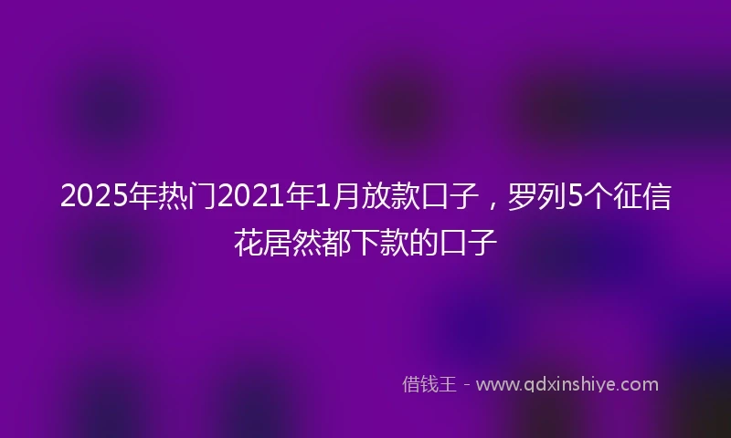 2025年热门2021年1月放款口子，罗列5个征信花居然都下款的口子